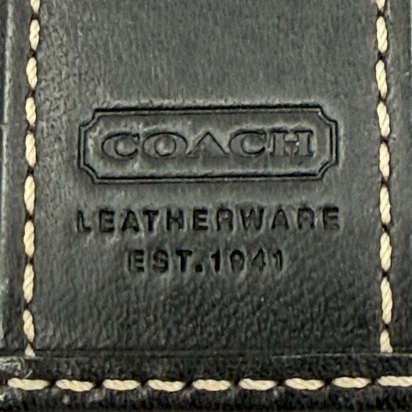 Coach Women's Black Leather Wallet Fold Over Trifold Snap with Checkbook Holder - Picture 7 of 9